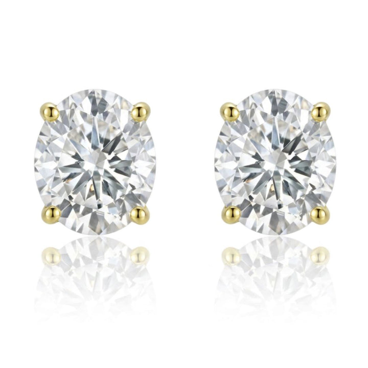 GROWNIQUE Lab-Grown Oval Diamond Stud Earrings – 2 Carat, 14KT Gold