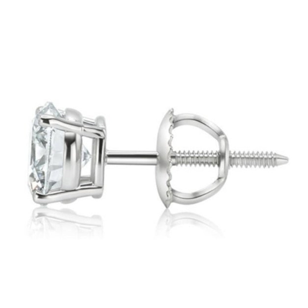 GROWNIQUE Lab-Grown Round Diamond Stud Earrings – 8 Carat, 14KT Gold