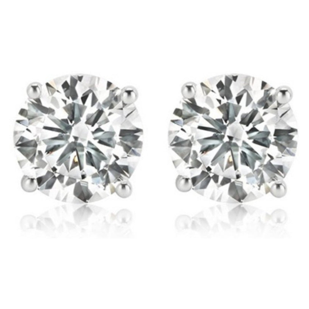 GROWNIQUE Lab-Grown Round Diamond Stud Earrings – 7 Carat, 14KT Gold