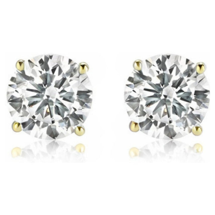 GROWNIQUE Lab-Grown Round Diamond Stud Earrings – 10 Carat, 14KT Gold