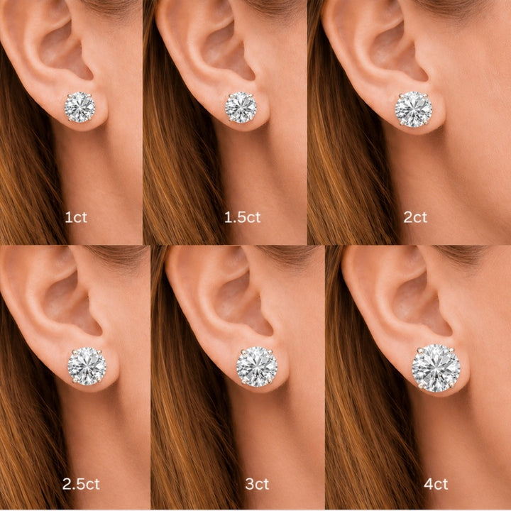 Lab-Grown Diamond Stud Earrings – 4 Carat, 14KT Gold