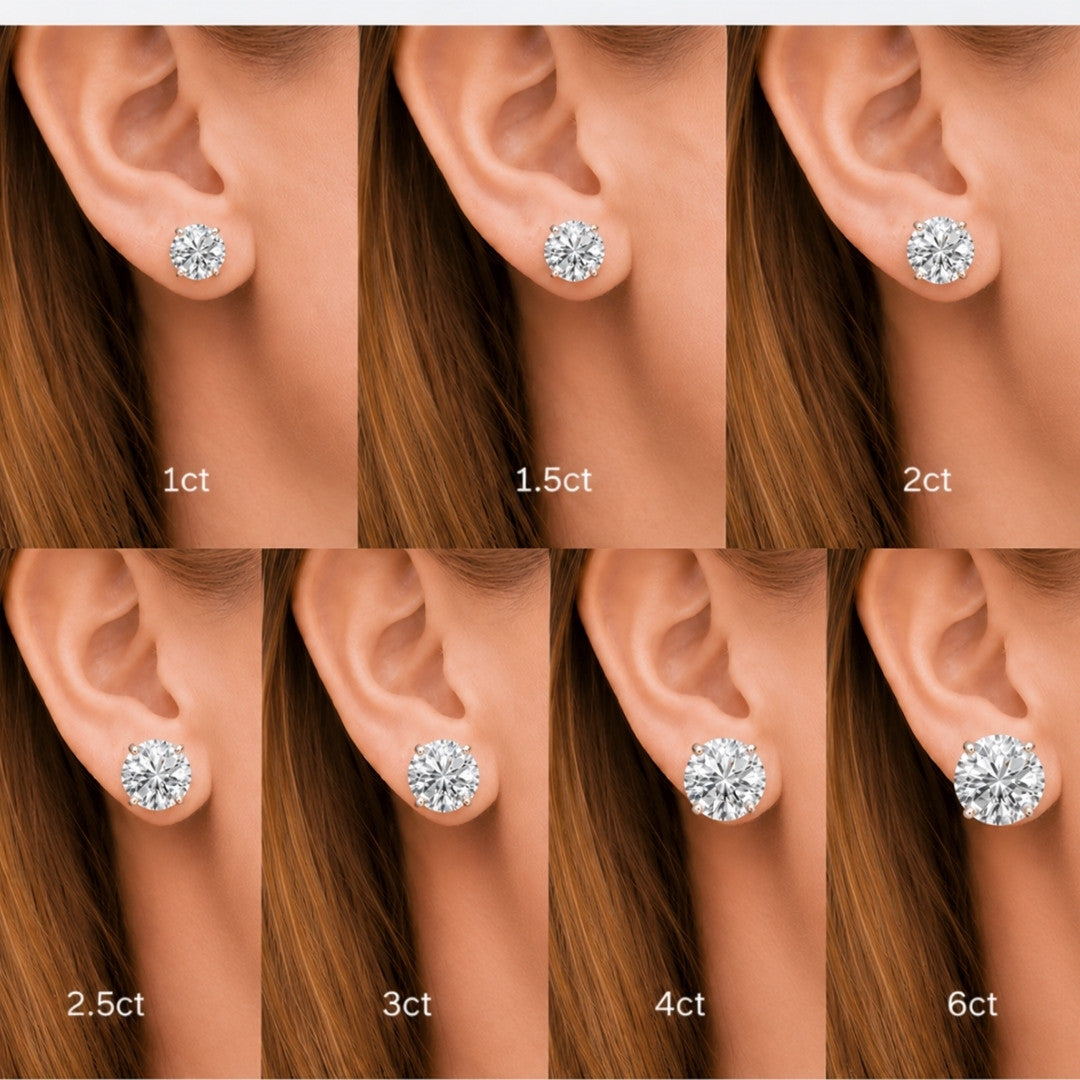 Lab-Grown Diamond Stud Earrings – 6 Carat, 14KT Gold