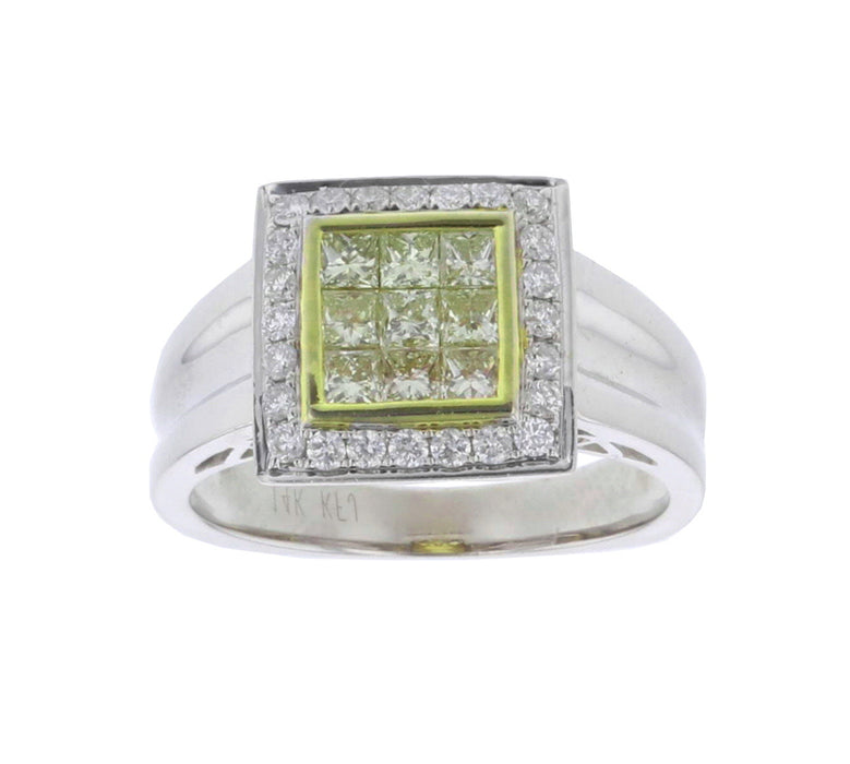 Yellow Diamond Ladies Ring (Yellow Diamond  cts. White Diamond 0.29 cts.)