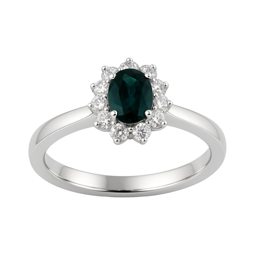 Green Tourmaline Ring (Green Tourmaline 0.54cts. White Diamond 0.23cts.)