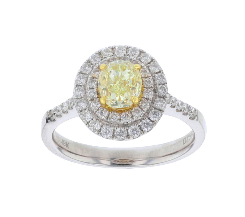 Yellow Diamond Ladies Ring (Yellow Diamond 1.04 cts. White Diamond 0.51 cts.)