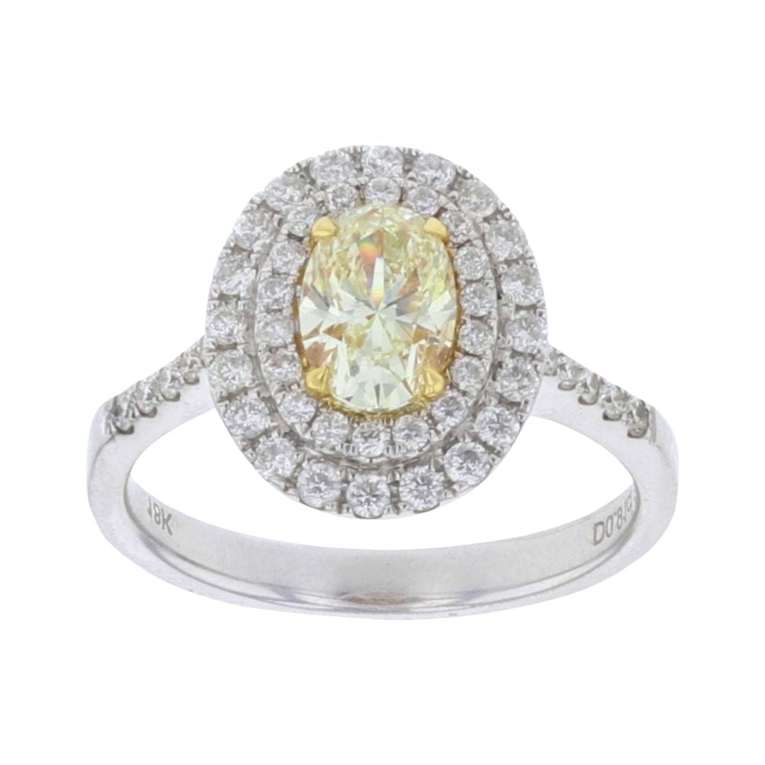 Yellow Diamond Ring (Yellow Diamond  0.91 cts. White Diamond 0.57 cts.)
