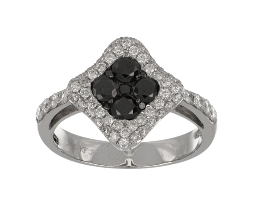 Black Diamond Ladies Ring (Black Diamond 0.61 cts. White Diamond 0.6 cts.)