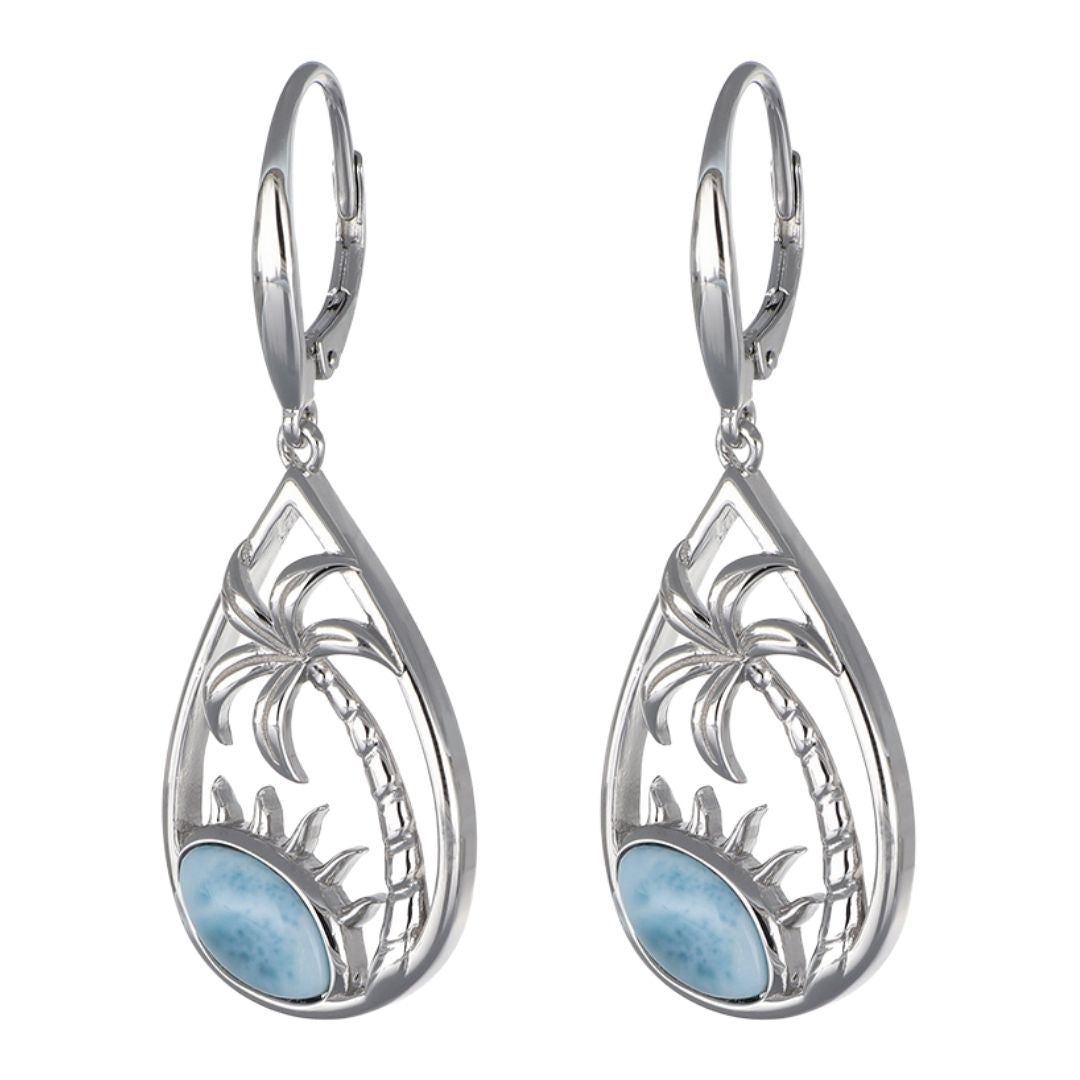 Larimar Tropical Palm Earrings