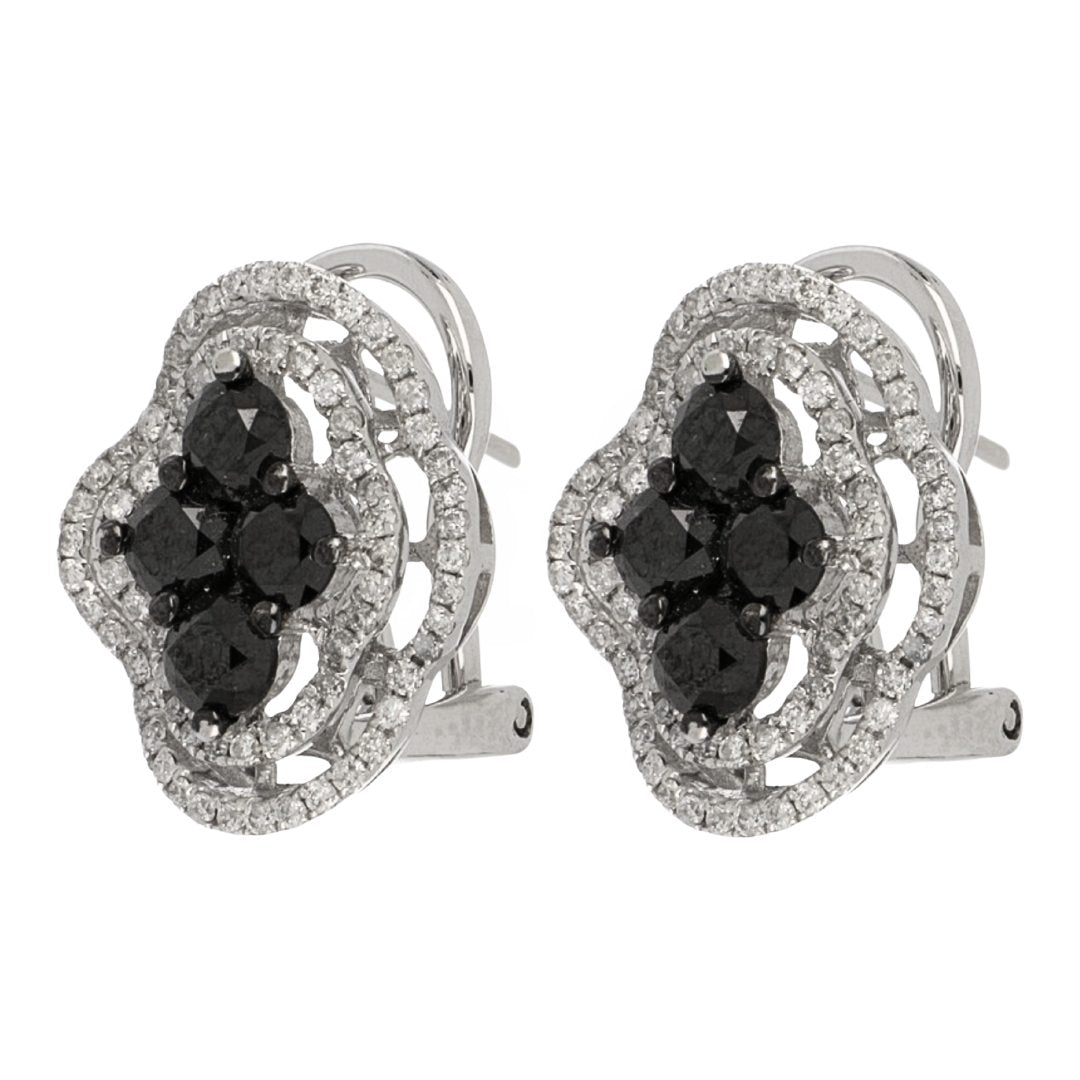 Black Diamond Earrings (Black Diamond 1.68 cts. White Diamond 0.59 cts.)