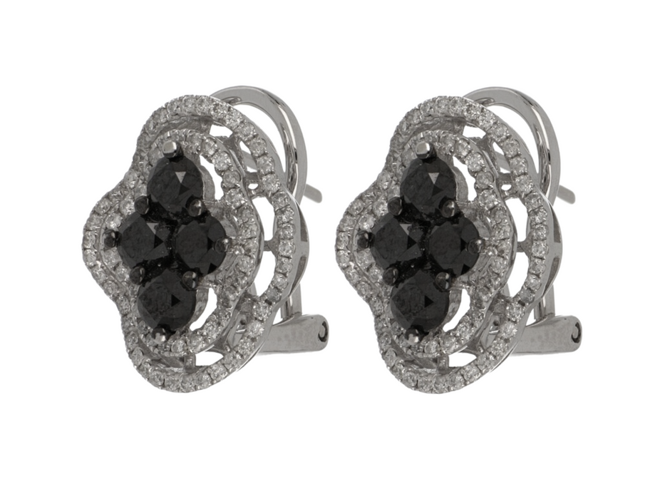 Black Diamond Ladies Earrings (Black Diamond 1.68 cts. White Diamond 0.59 cts.)
