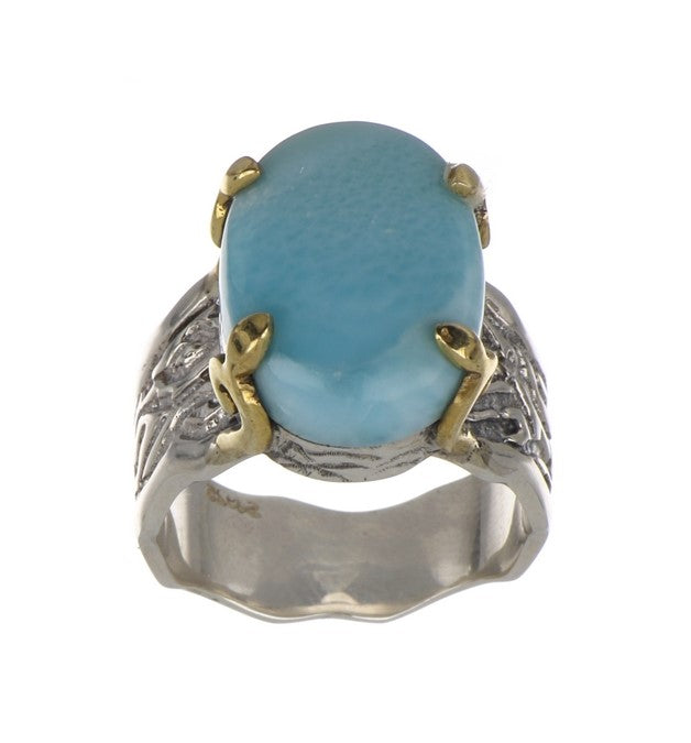 S/S (YG plated) Larimar Ring