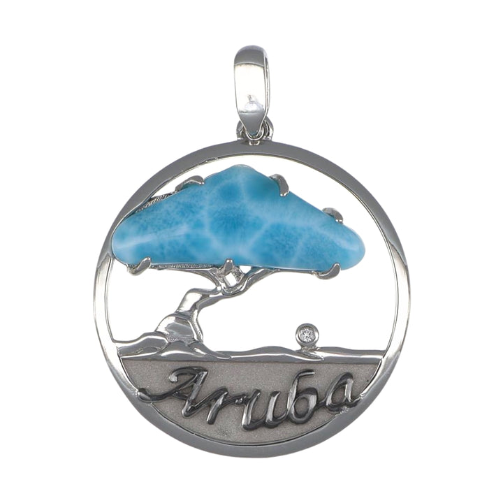 Larimar Aruba Divi Tree Sterling Silver Pendant