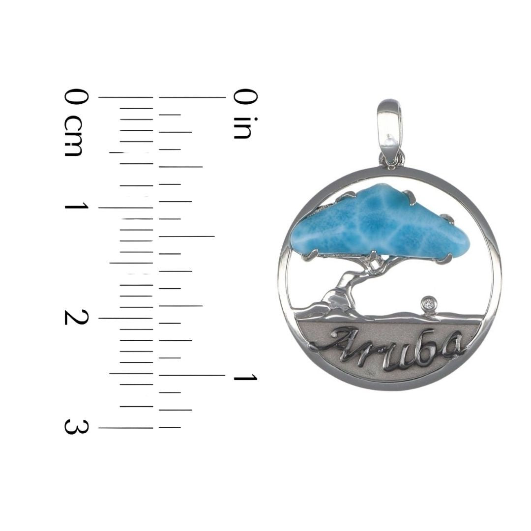 Larimar Aruba Divi Tree Sterling Silver Pendant