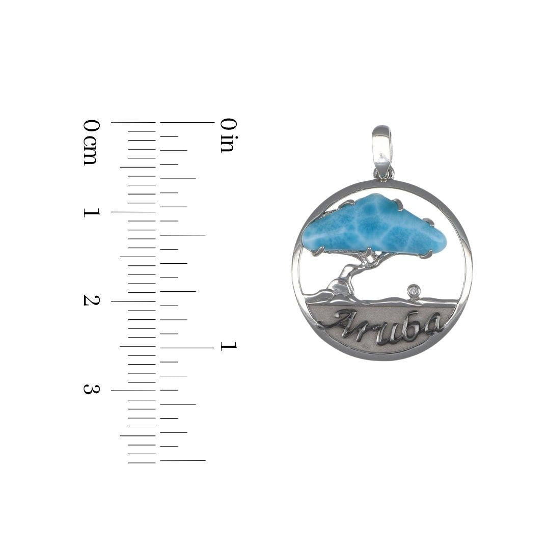 Larimar Aruba Divi Tree Sterling Silver Pendant