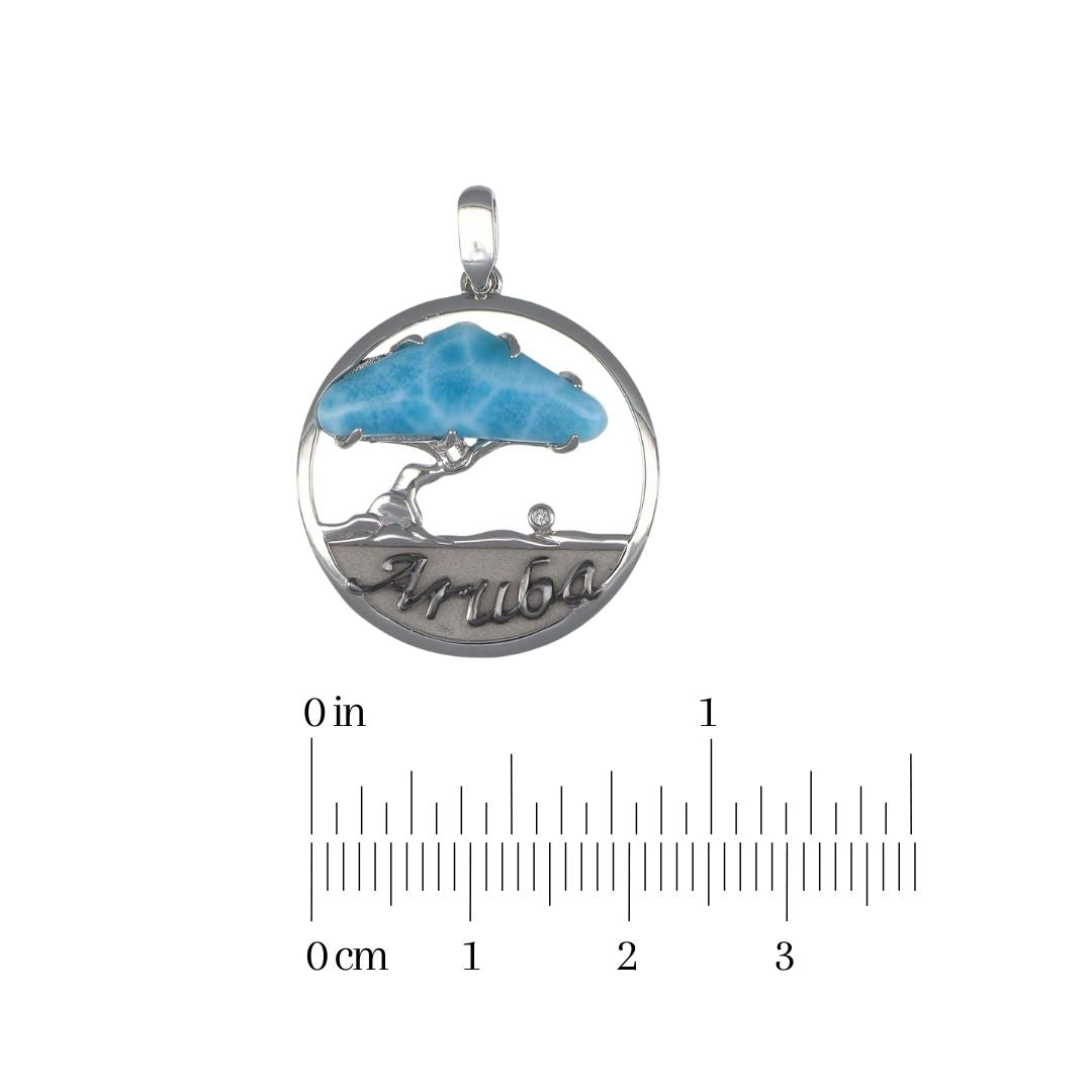 Larimar Aruba Divi Tree Sterling Silver Pendant