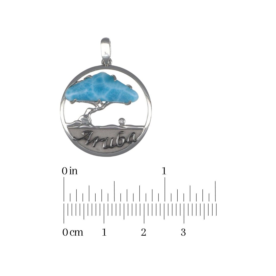 Larimar Aruba Divi Tree Sterling Silver Pendant