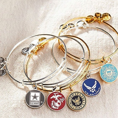 ALEX AND ANI bracelets for each branch of the armed forces