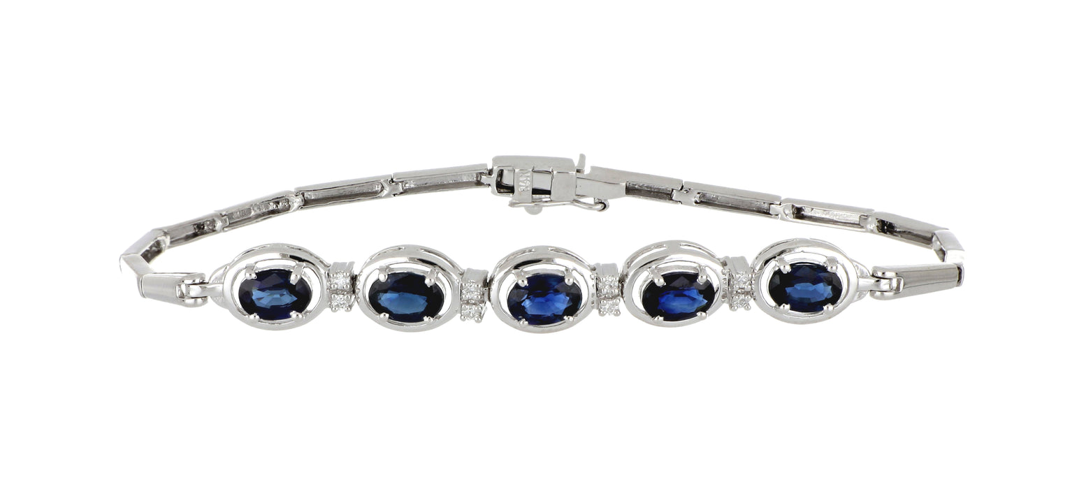 Blue Sapphire Ladies Bracelet (Blue Sapphire 3.07 cts. White Diamond 0.09 cts.)