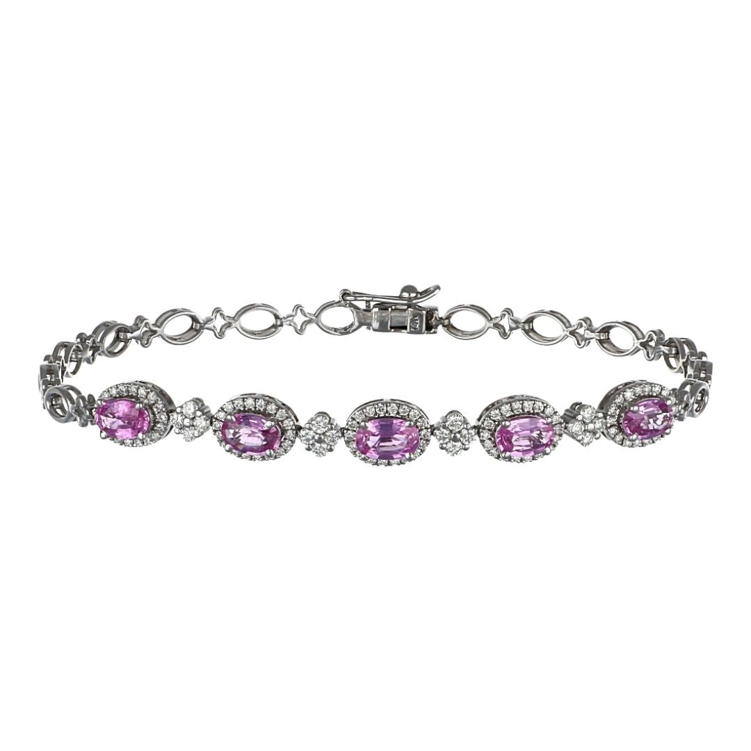 Pink Sapphire Bracelet (Pink Sapphire 2.49 cts. White Diamond 0.78 cts.)