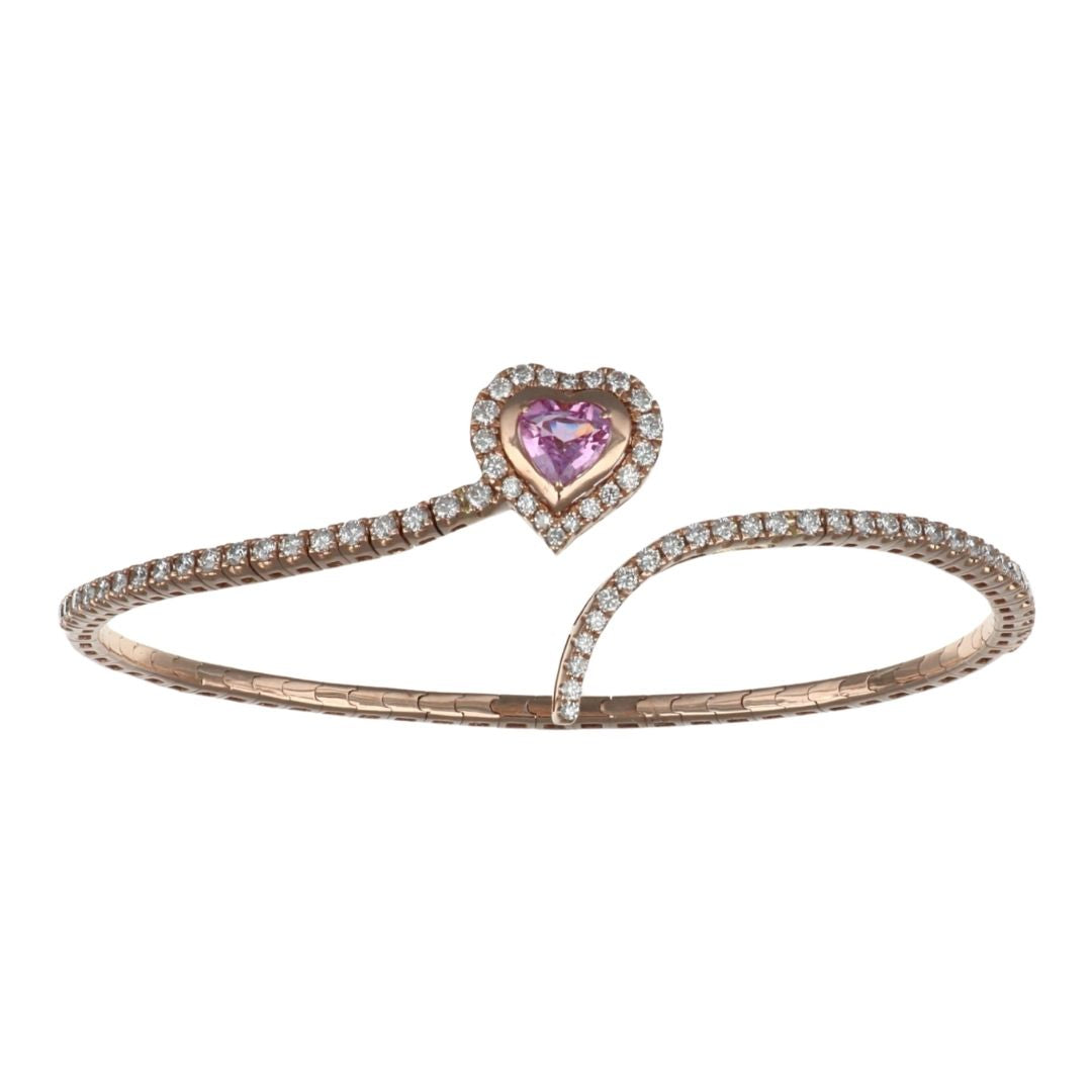 Pink Sapphire Bangle (Pink Sapphire 0.59 cts. White Diamond 1.1 cts.)