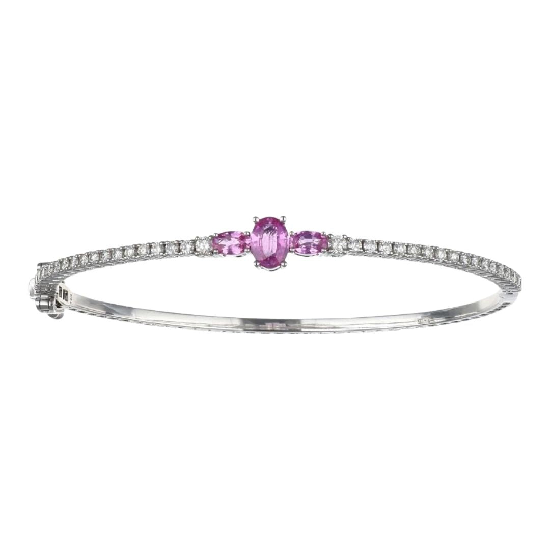 Pink Sapphire Bangle (Pink Sapphire 0.8 cts. Pink Sapphire 0.65 cts. White Diamond 0.96 cts.)