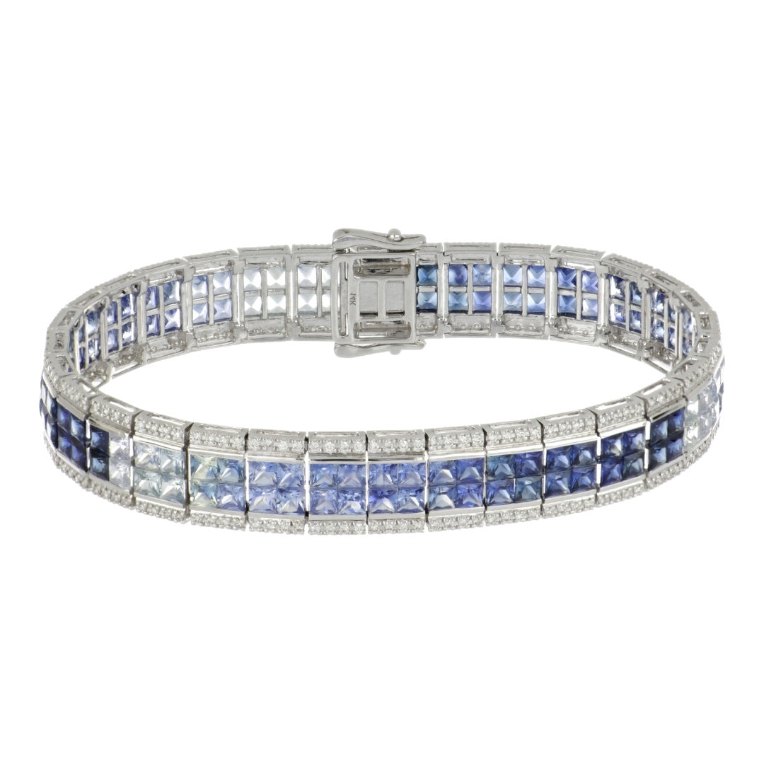 Blue Sapphire Bracelet (Blue Sapphire 16.74 cts. White Diamond 0.91 cts. )