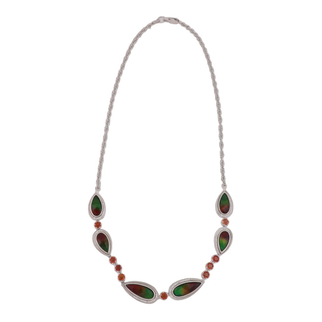 KORITE Ammolite Necklace (Ammolite Orange Sapphire White Sapphire)