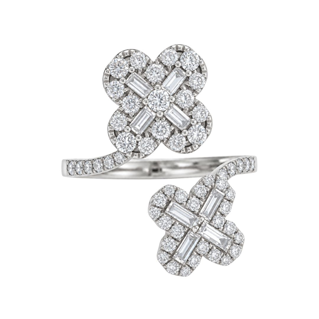 18KT Gold Trapezoid and Round Diamond Bypass Ring 1.73 CTW