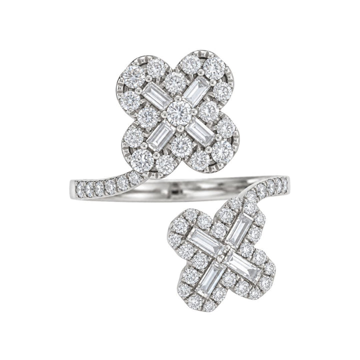18KT Gold Trapezoid and Round Diamond Bypass Ring 1.73 CTW