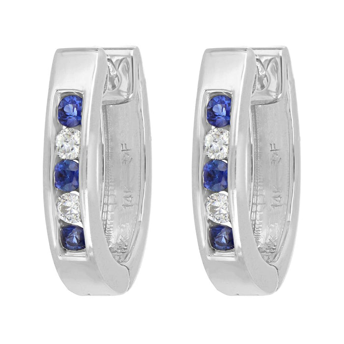Blue Sapphire Earrings (Blue Sapphire 0.34 cts. White Diamond 0.2 cts.)