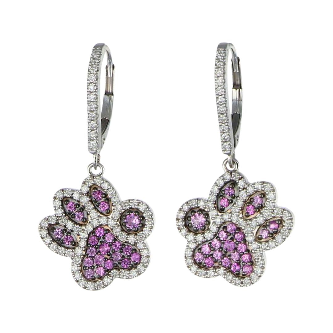 Pink Sapphire Earrings (Pink Sapphire 0.65 cts. White Diamond 0.82 cts.)