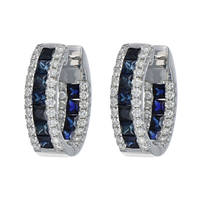Blue Sapphire Earrings (Blue Sapphire 4.12 cts. White Diamond 1.42 cts.)