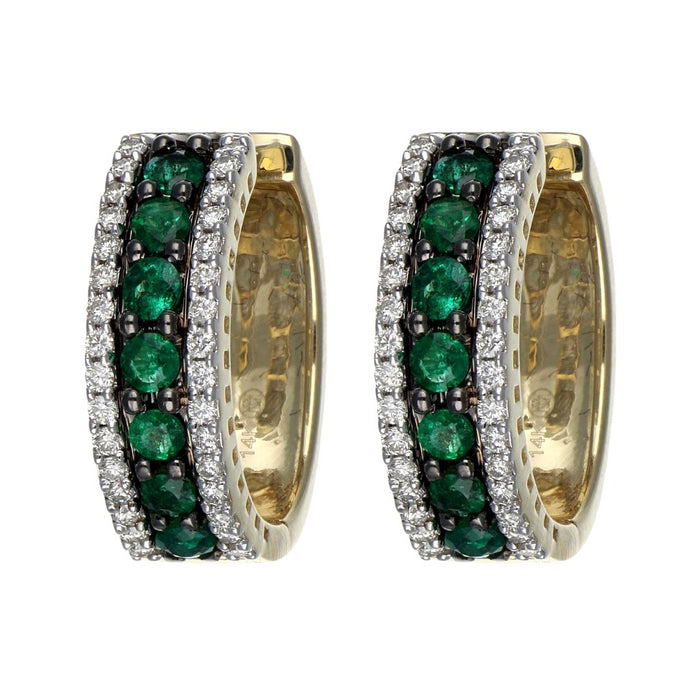 Emerald Earrings (Emerald 1.24 cts. White Diamond 0.58 cts.)