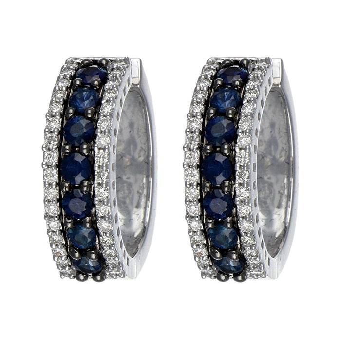 Blue Sapphire Earrings (Blue Sapphire 1.58 cts. White Diamond 0.58 cts.)