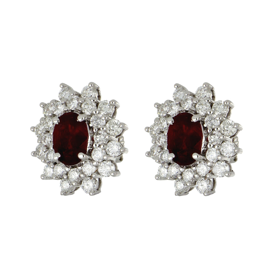 Ruby Earrings (Ruby 1.71 cts. White Diamond 1.64 cts.)
