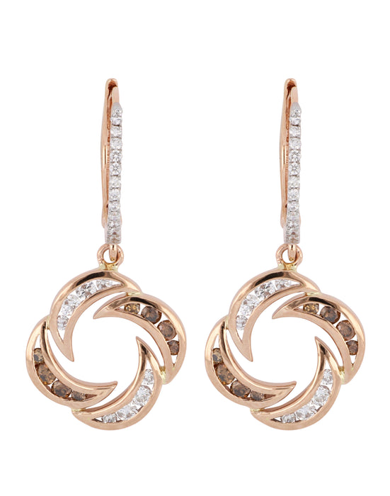 Brown Diamond Ladies Earrings (Brown Diamond 0.38 cts. White Diamond 0.52 cts.)