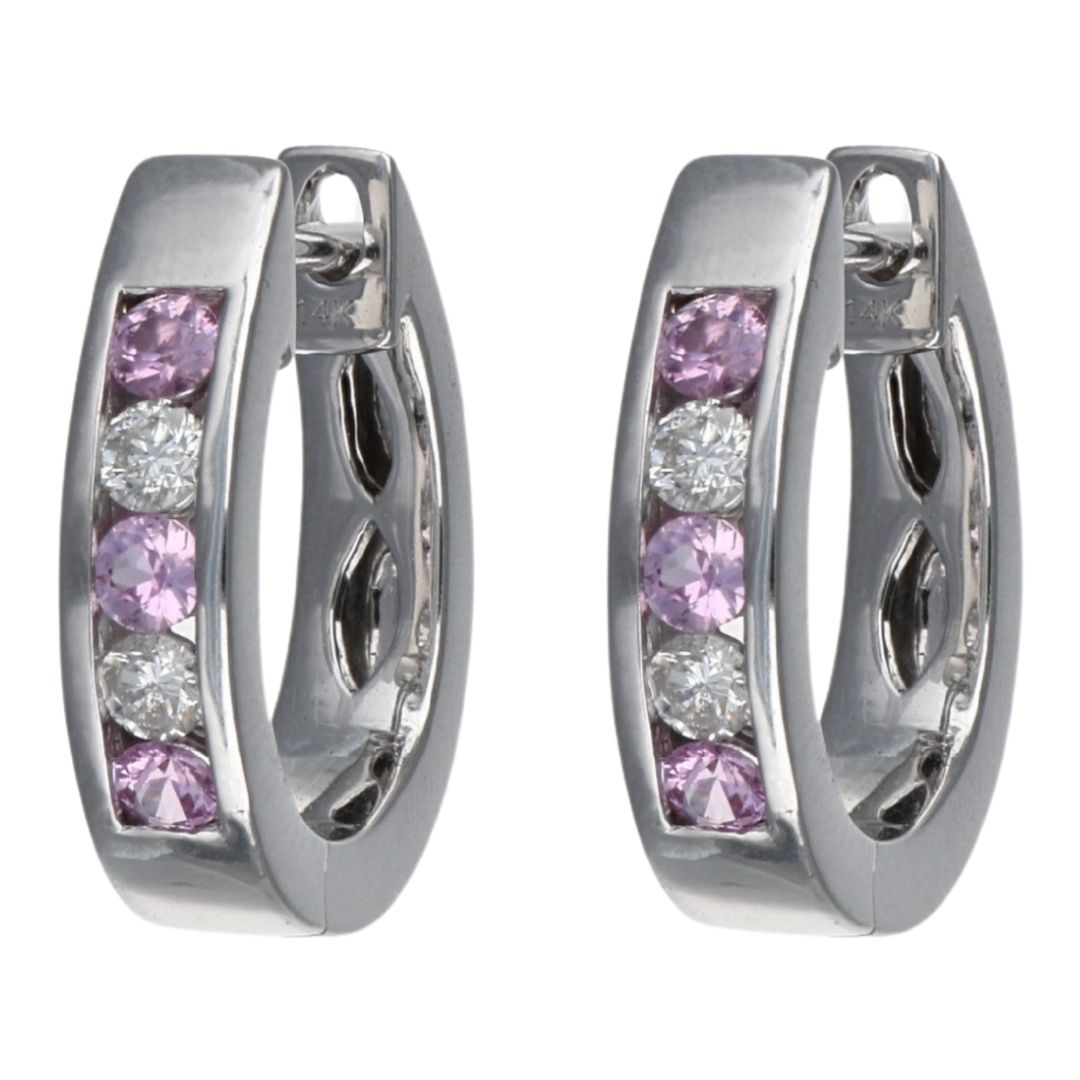Pink Sapphire Earrings (Pink Sapphire 0.41 cts. White Diamond 0.23 cts.)