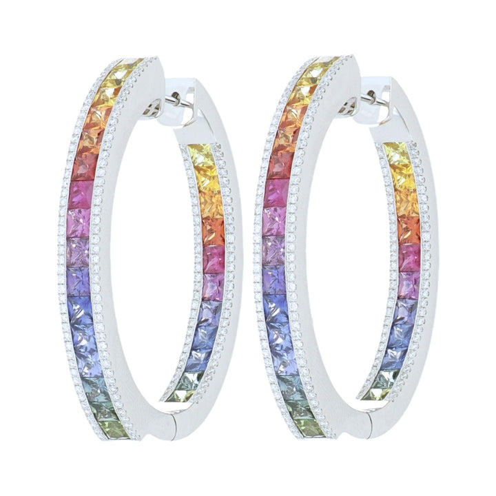 Multi-Color Sapphire Earrings (Multi-Color Sapphire 9.63 cts. White Diamond 1.16 cts.)