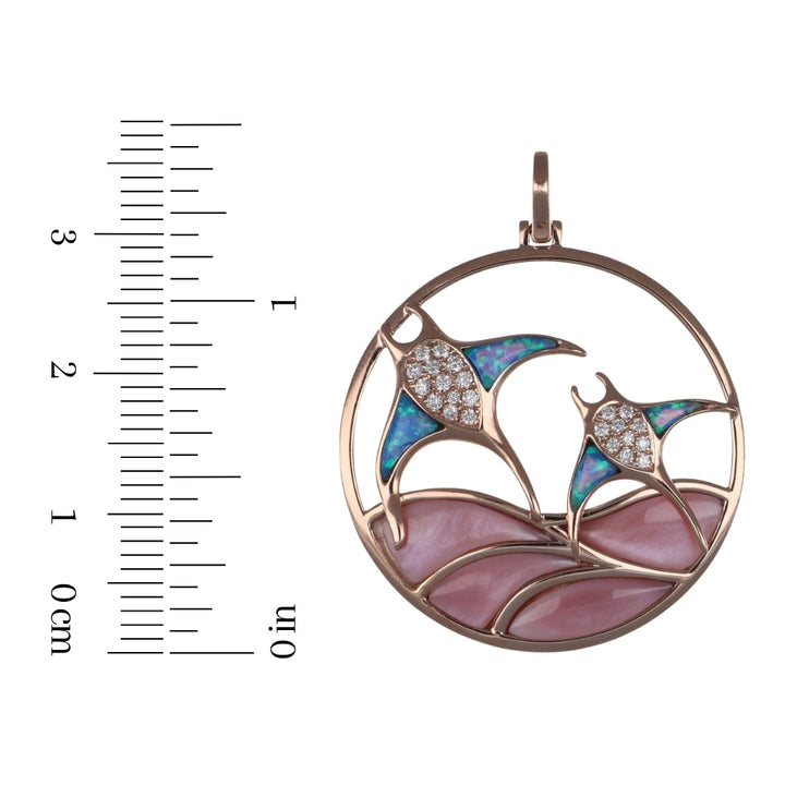 Pink Mother of Pearl Pendant (Pink Mother of Pearl 2.17 cts. Inlay Opal 0.29 cts. White Diamond 0.15 cts.)