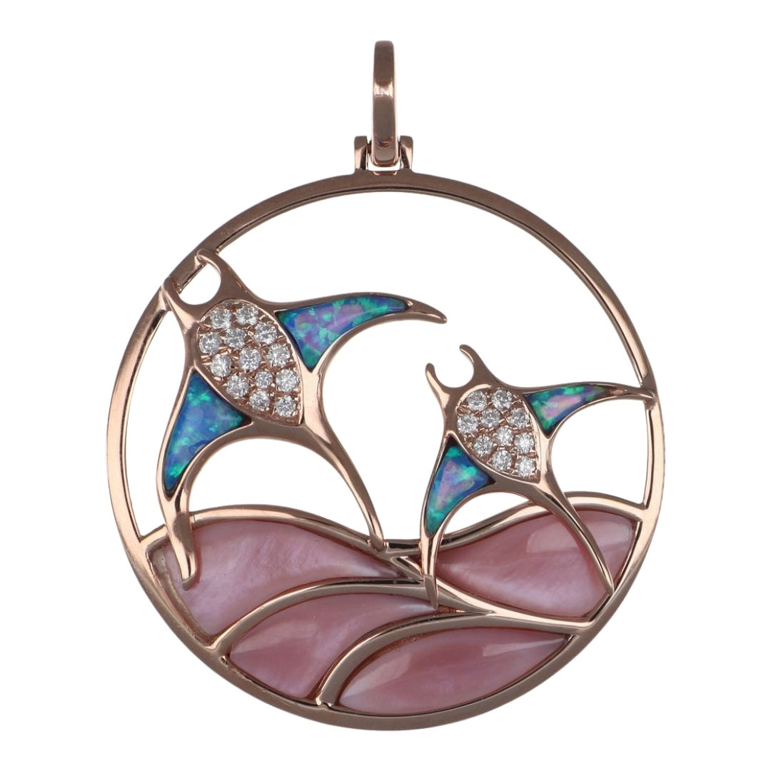 Pink Mother of Pearl Pendant (Pink Mother of Pearl 2.17 cts. Inlay Opal 0.29 cts. White Diamond 0.15 cts.)