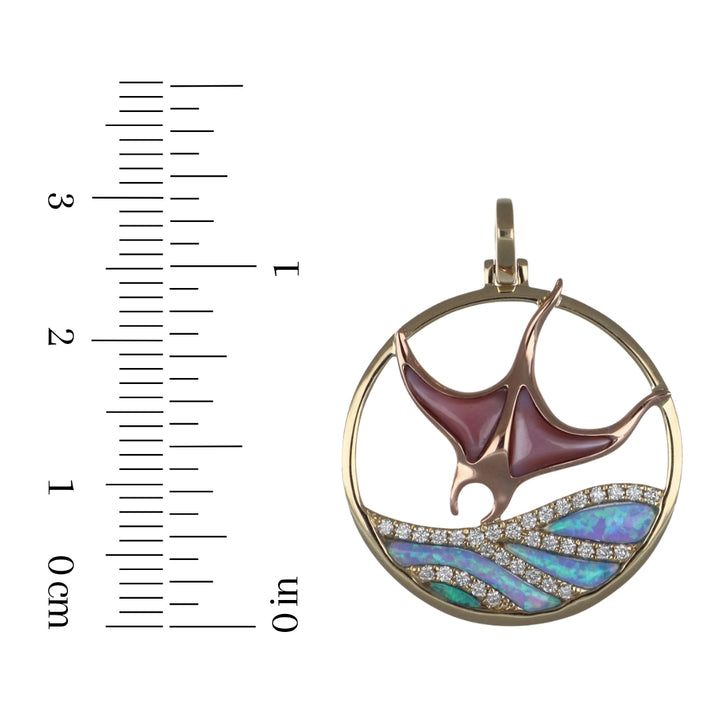 Pink Mother of Pearl Pendant (Pink Mother of Pearl 0.62 cts. Inlay Opal 0.42 cts. White Diamond 0.19 cts.)