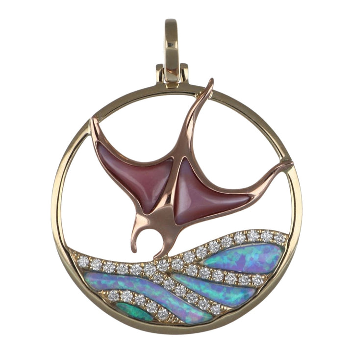 Pink Mother of Pearl Pendant (Pink Mother of Pearl 0.62 cts. Inlay Opal 0.42 cts. White Diamond 0.19 cts.)