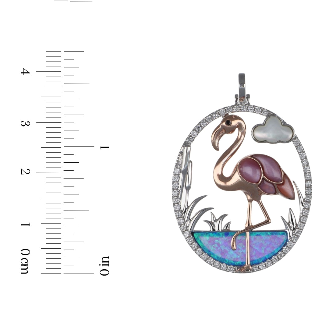Mixed Mother of Pearl Pendant (Mixed Mother of Pearl and Inlay Opal 3.47 cts. Black Diamond 0.01 cts. White Diamond 0.46 cts.)