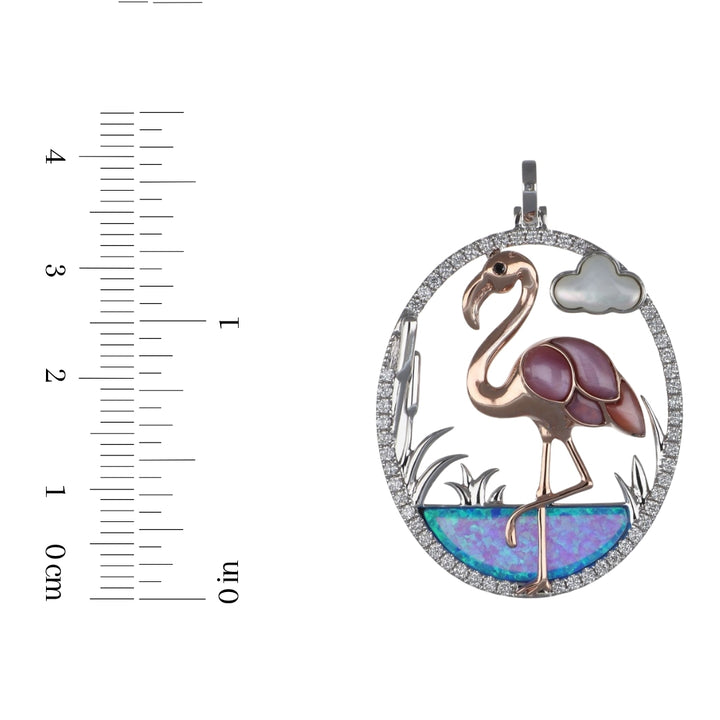 Mixed Mother of Pearl Pendant (Mixed Mother of Pearl and Inlay Opal 3.47 cts. Black Diamond 0.01 cts. White Diamond 0.46 cts.)