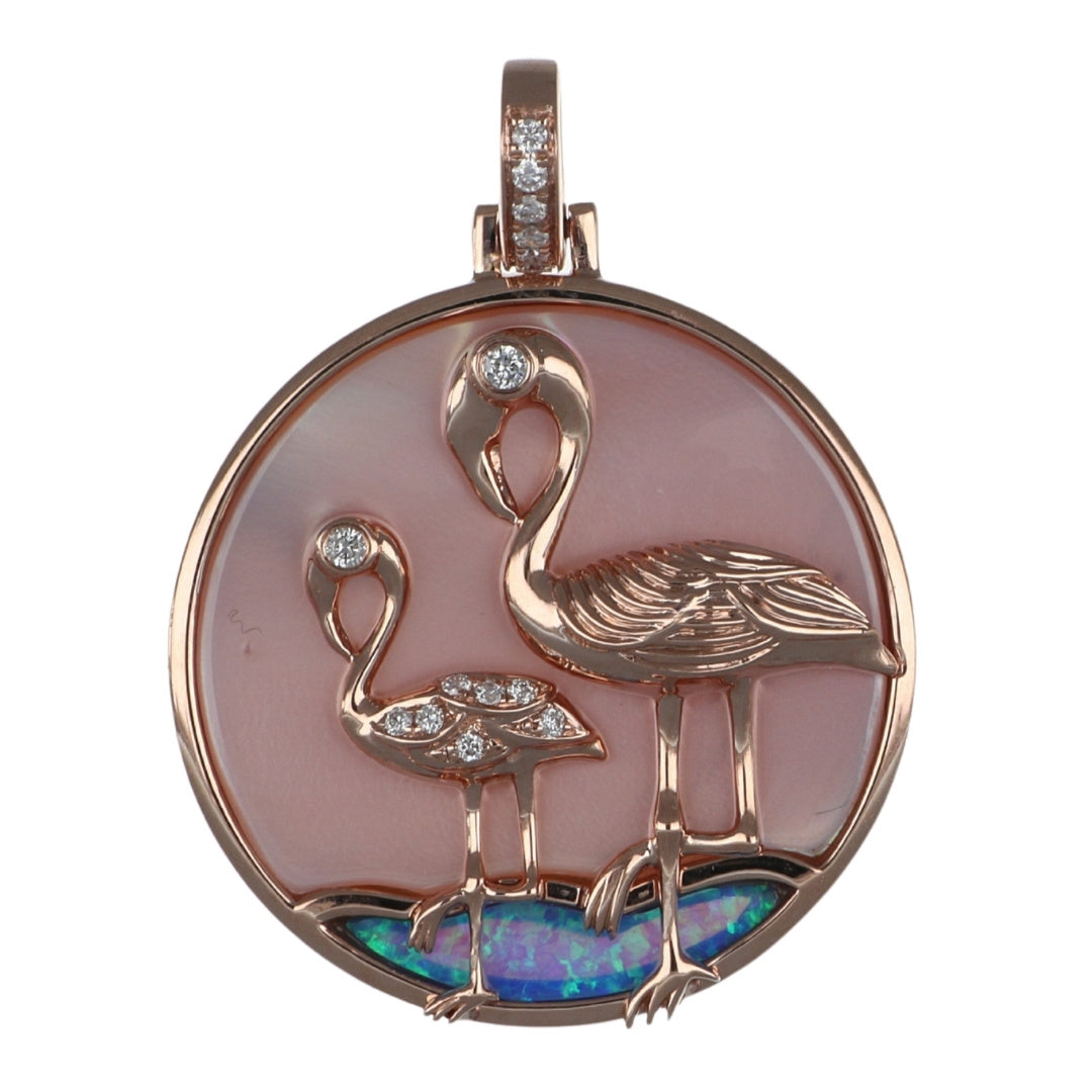 Pink Mother of Pearl Pendant (Pink Mother of Pearl 4.79 cts. Inlay Opal 0.28 cts. White Diamond 0.08 cts.)