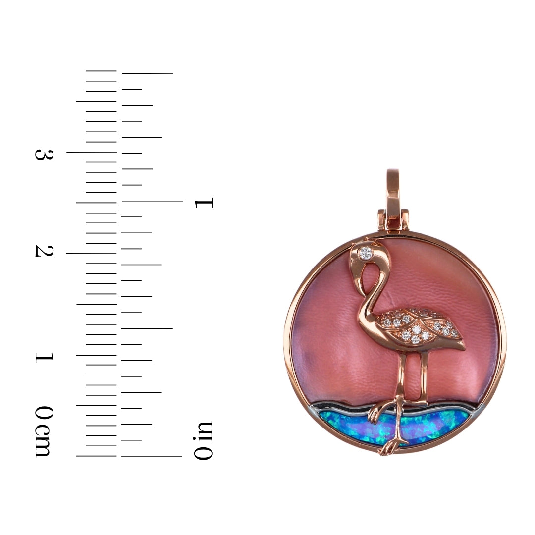 Pink Mother of Pearl Pendant (Pink Mother of Pearl 4.42 cts. Inlay Opal 0.42 cts. White Diamond 0.05 cts.)