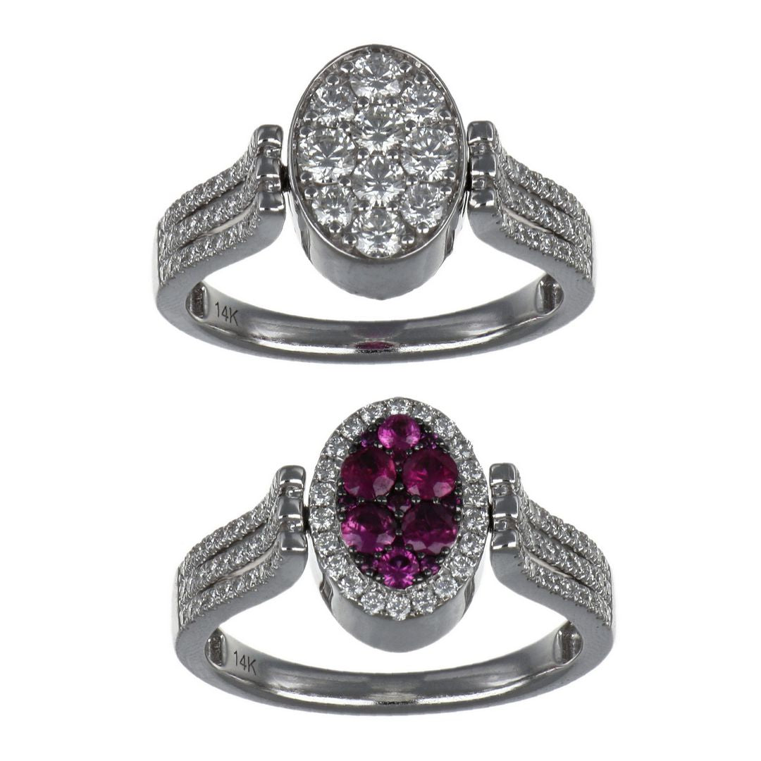 Pink Sapphire Ring (Pink Sapphire 0.5 cts. White Diamond 0.91 cts.)