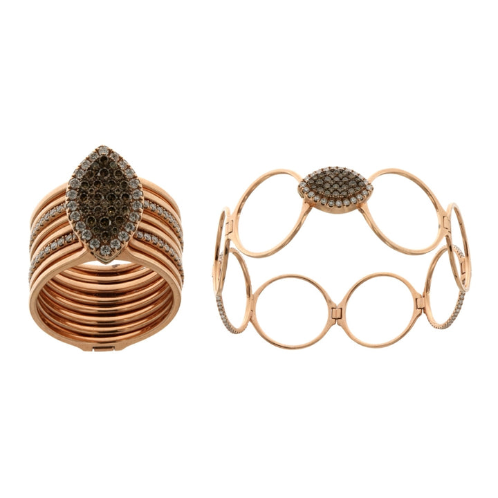 Convertible Brown Diamond Ring to Bangle in Rose Gold