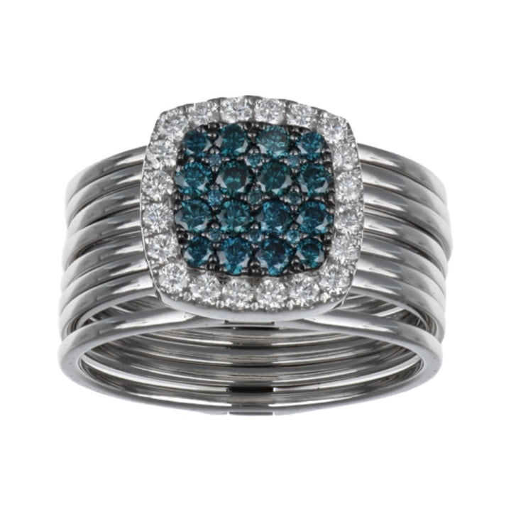 Convertible Blue Diamond Ring to Bangle in White Gold