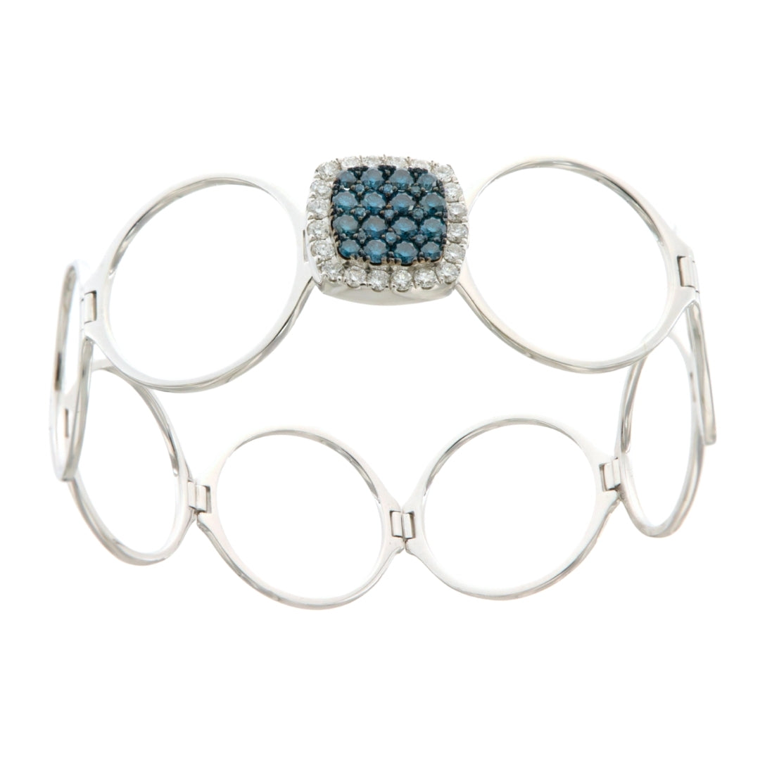 Convertible Blue Diamond Ring to Bangle in White Gold